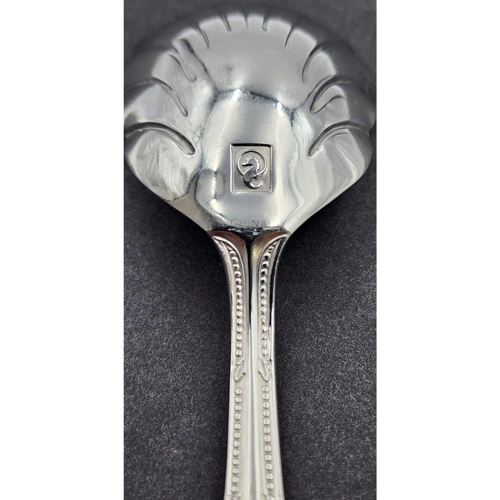 Waterford Russborough Stainless Serving Scalloped Spoon Sugar Spoon 18/10 - Picture 8 of 8